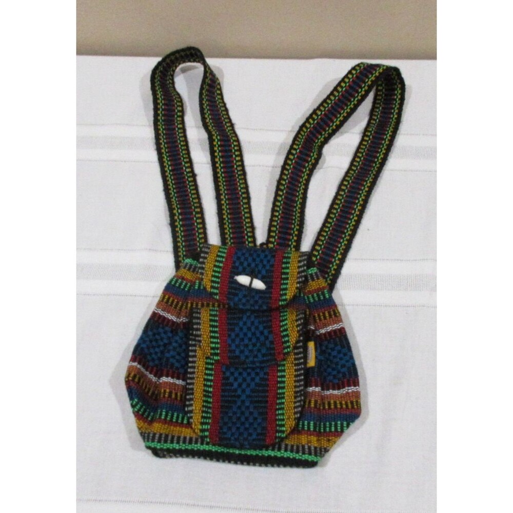 Pinzon Woven Mini Backpack Drawstring and Zipper compartments Multicolor Travel